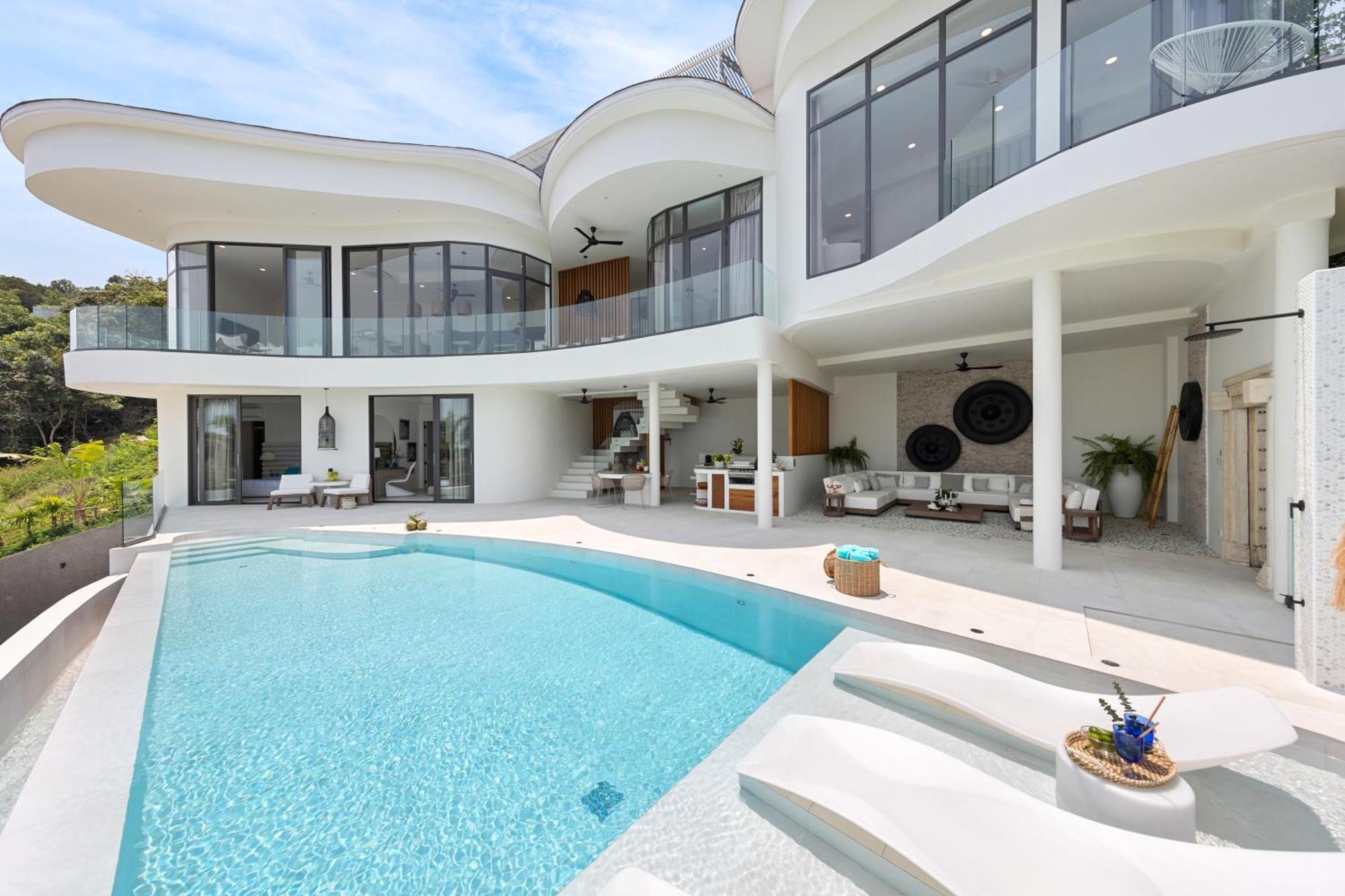 Villa Skyline 9 - Spacious & Stylish Luxury Panoramic Seaview With Outdoor Living & Kitchen, Outdoor Cinema, Private Gym, Salt Water Pool With Jacuzzi In Plai Laem Ko Samui