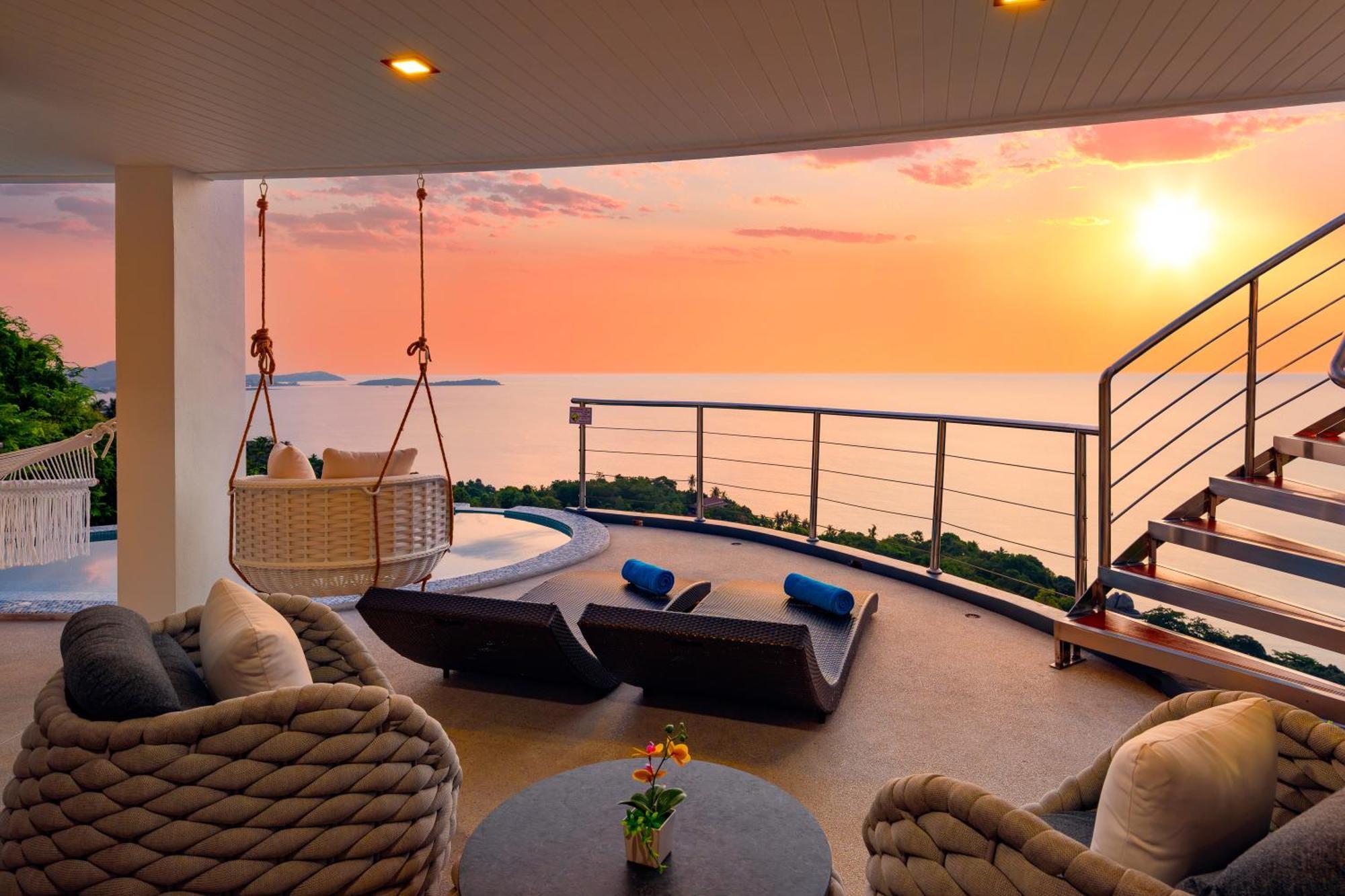 Villa Seawadee - Luxurious, Award-winning Design With Amazing Panoramic Seaview Strand von Chaweng