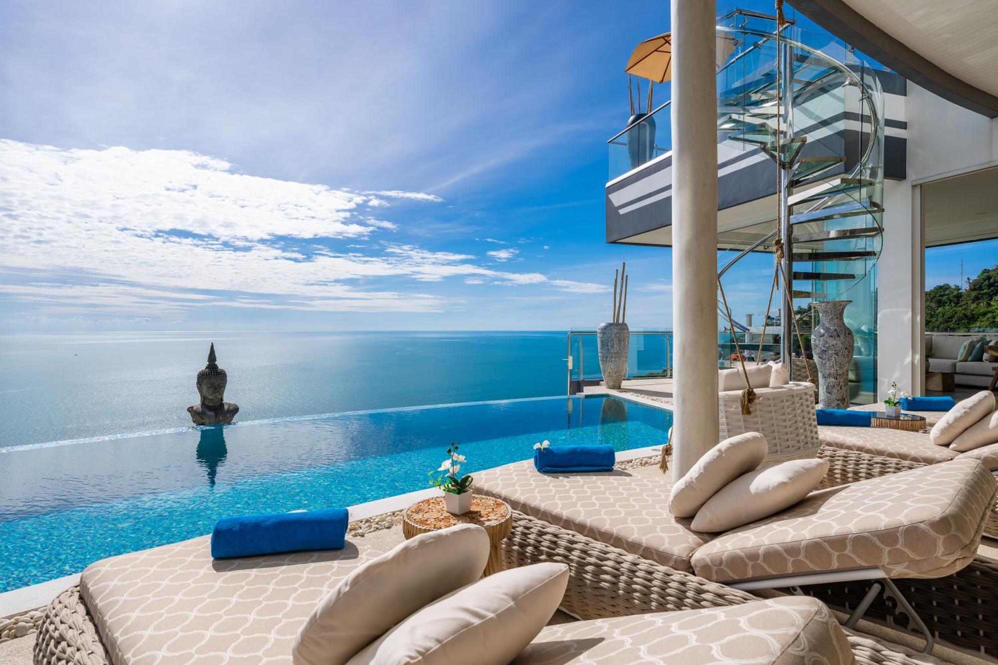 Villa Seawadee - Luxurious, Award-winning Design With Amazing Panoramic Seaview Strand von Chaweng