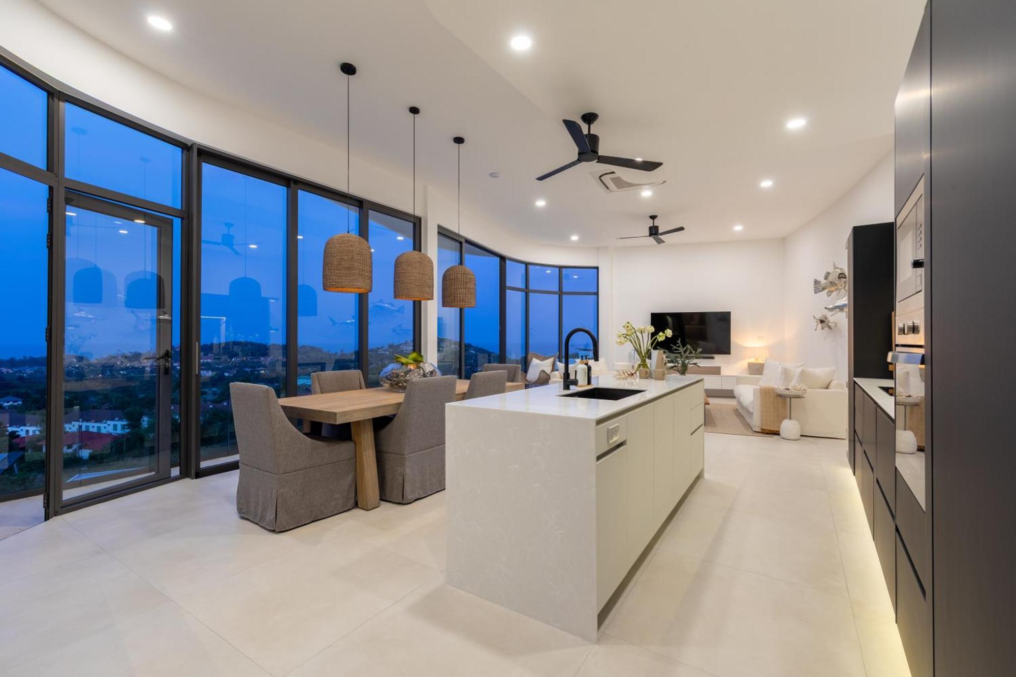 Skyline 9 - Spacious & Stylish Luxury Panoramic Seaview With Outdoor Living & Kitchen, Outdoor Cinema, Private Gym, Salt Water Pool With Jacuzzi In Plai Laem Koh Samui
