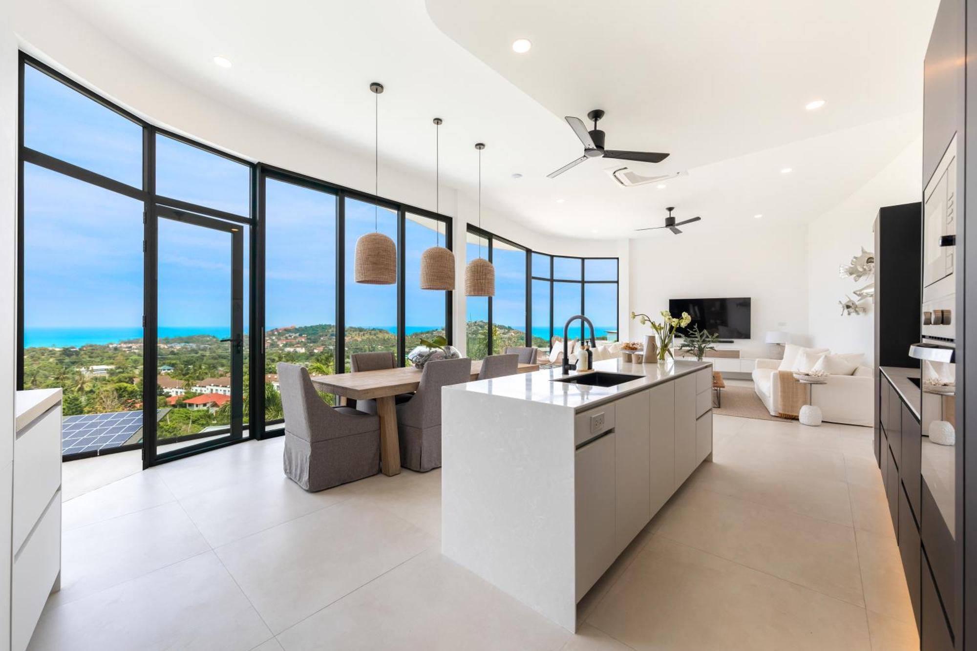Villa Skyline 9 - Spacious & Stylish Luxury Panoramic Seaview With Outdoor Living & Kitchen, Outdoor Cinema, Private Gym, Salt Water Pool With Jacuzzi In Plai Laem
