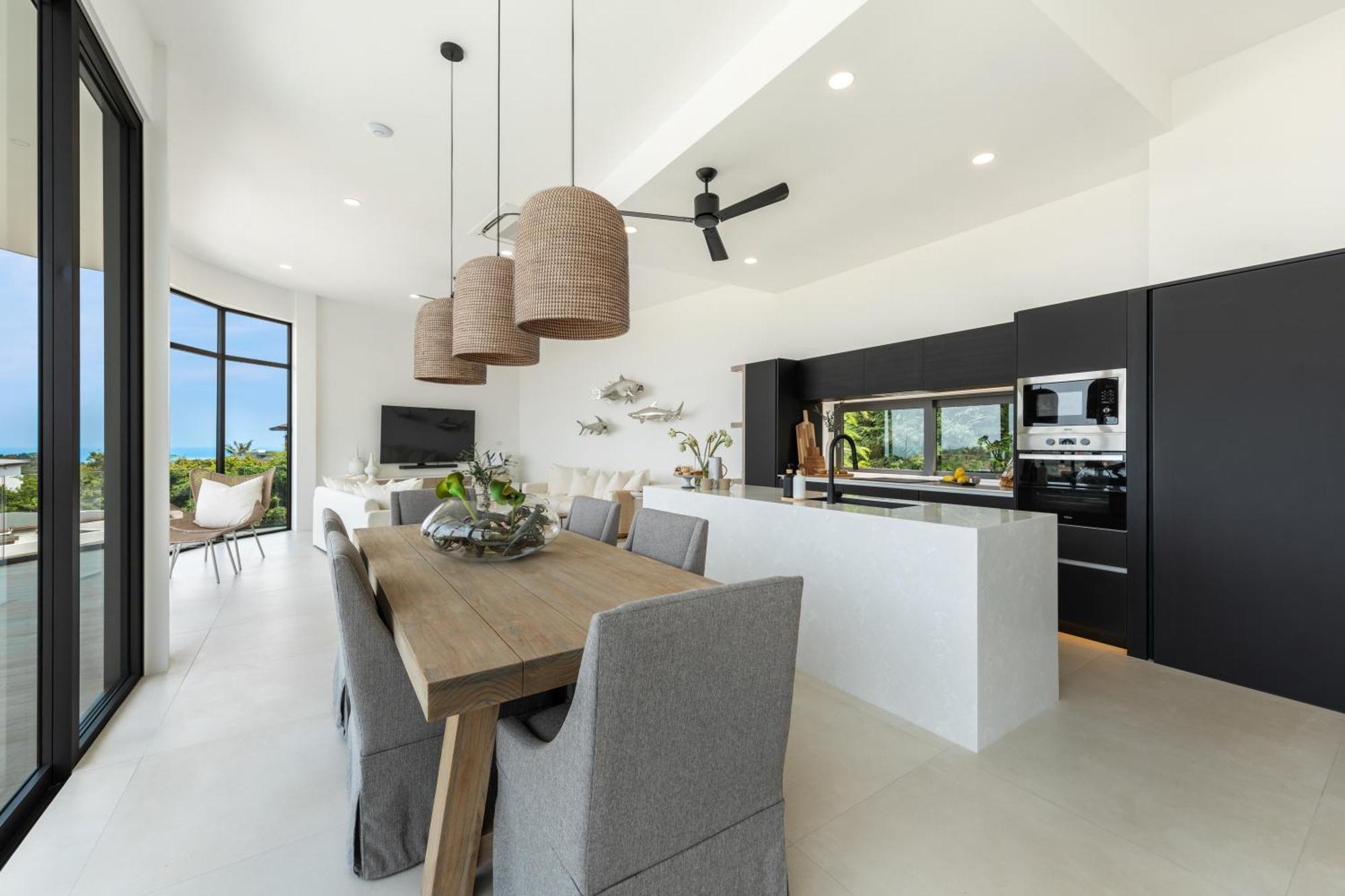 Villa Skyline 9 - Spacious & Stylish Luxury Panoramic Seaview With Outdoor Living & Kitchen, Outdoor Cinema, Private Gym, Salt Water Pool With Jacuzzi In Plai Laem Koh Samui