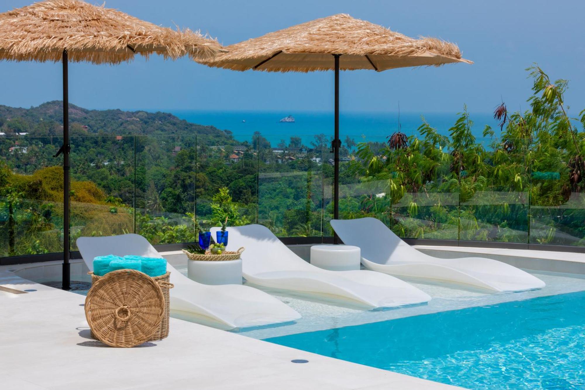 Villa Skyline 9 - Spacious & Stylish Luxury Panoramic Seaview With Outdoor Living & Kitchen, Outdoor Cinema, Private Gym, Salt Water Pool With Jacuzzi In Plai Laem Koh Samui