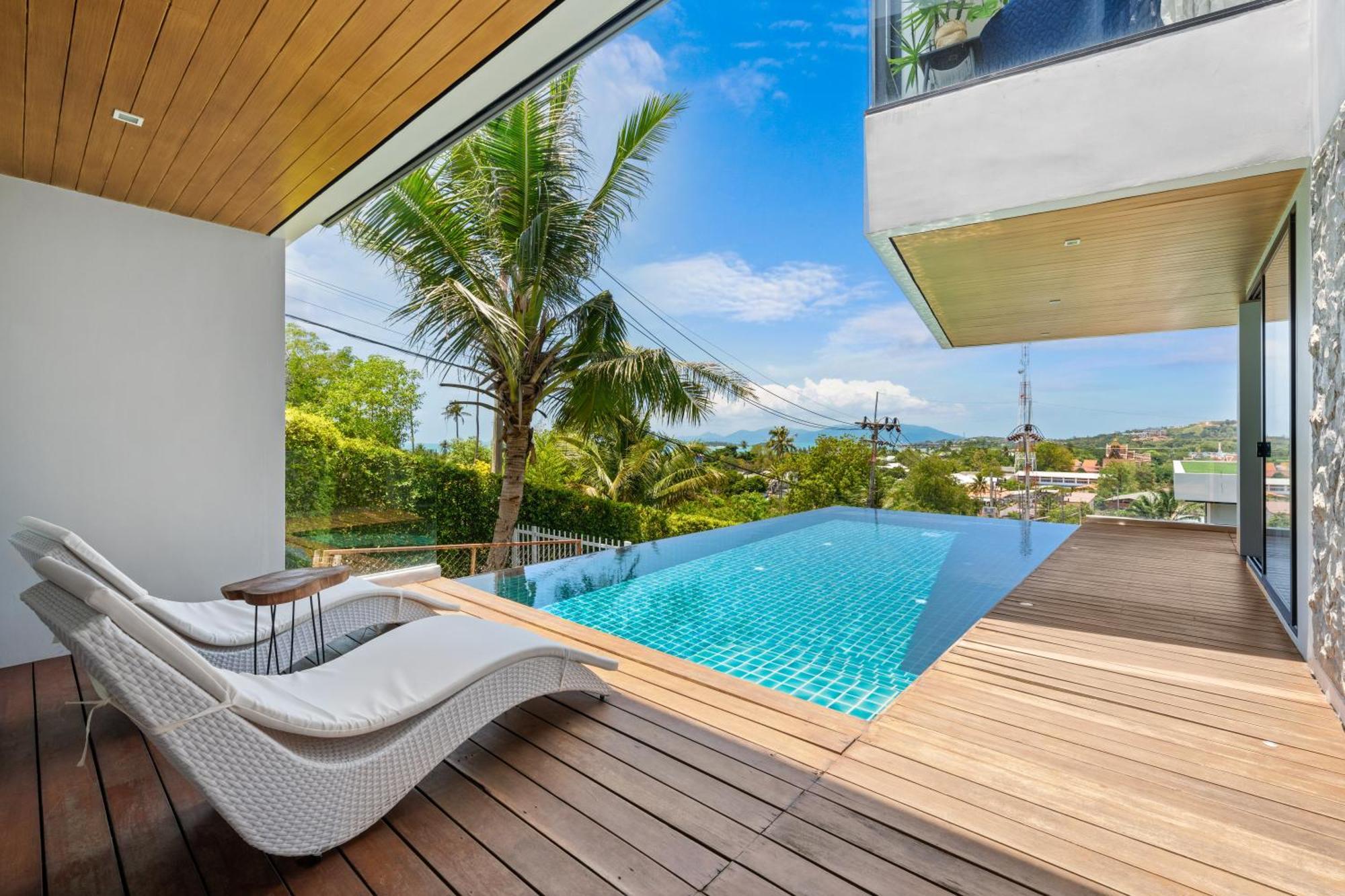 Sparkle 大佛海滩四卧时尚部分海景别墅 * Ko Samui