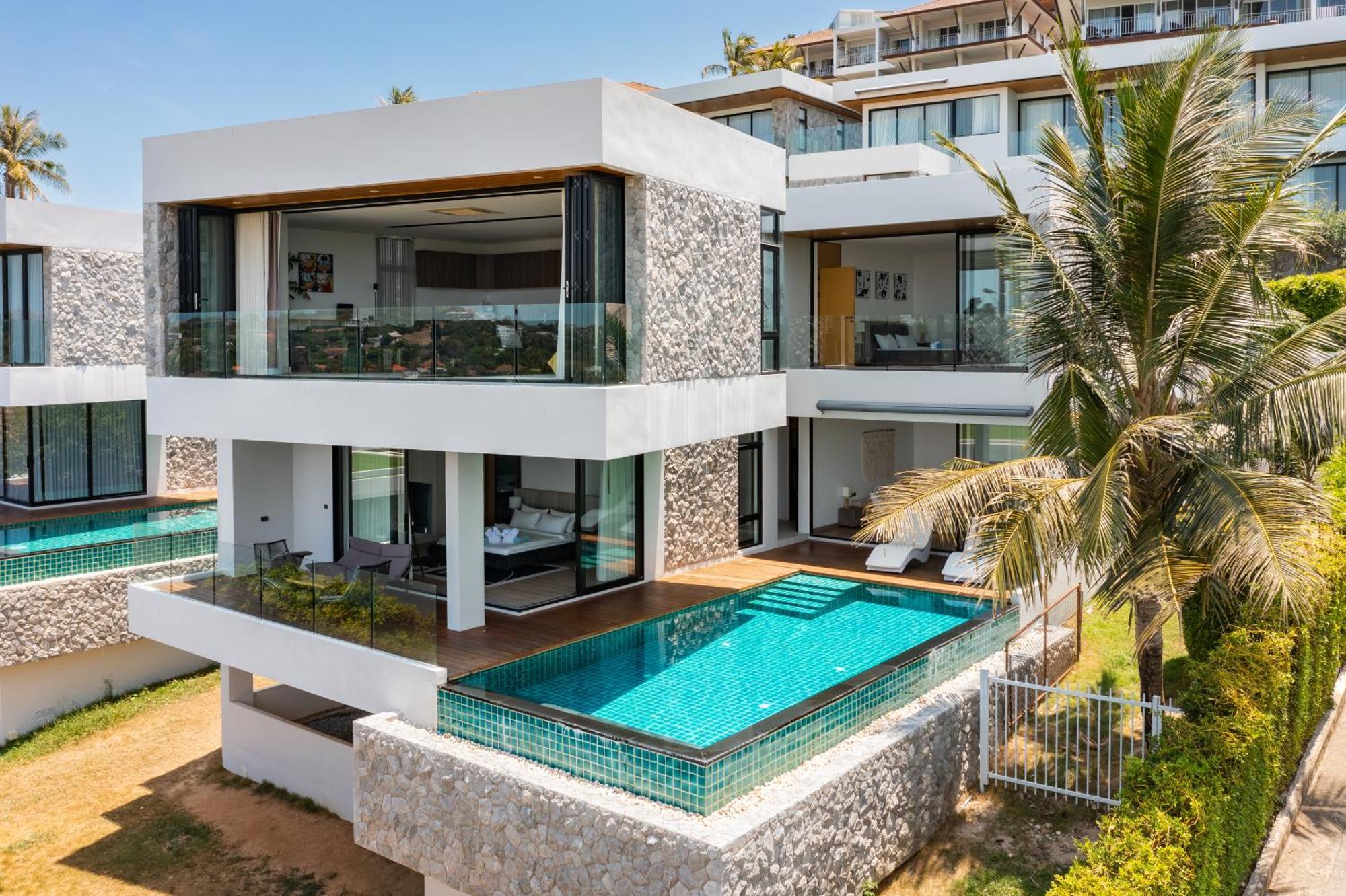 Sparkle 大佛海滩四卧时尚部分海景别墅 Villa Ko Samui