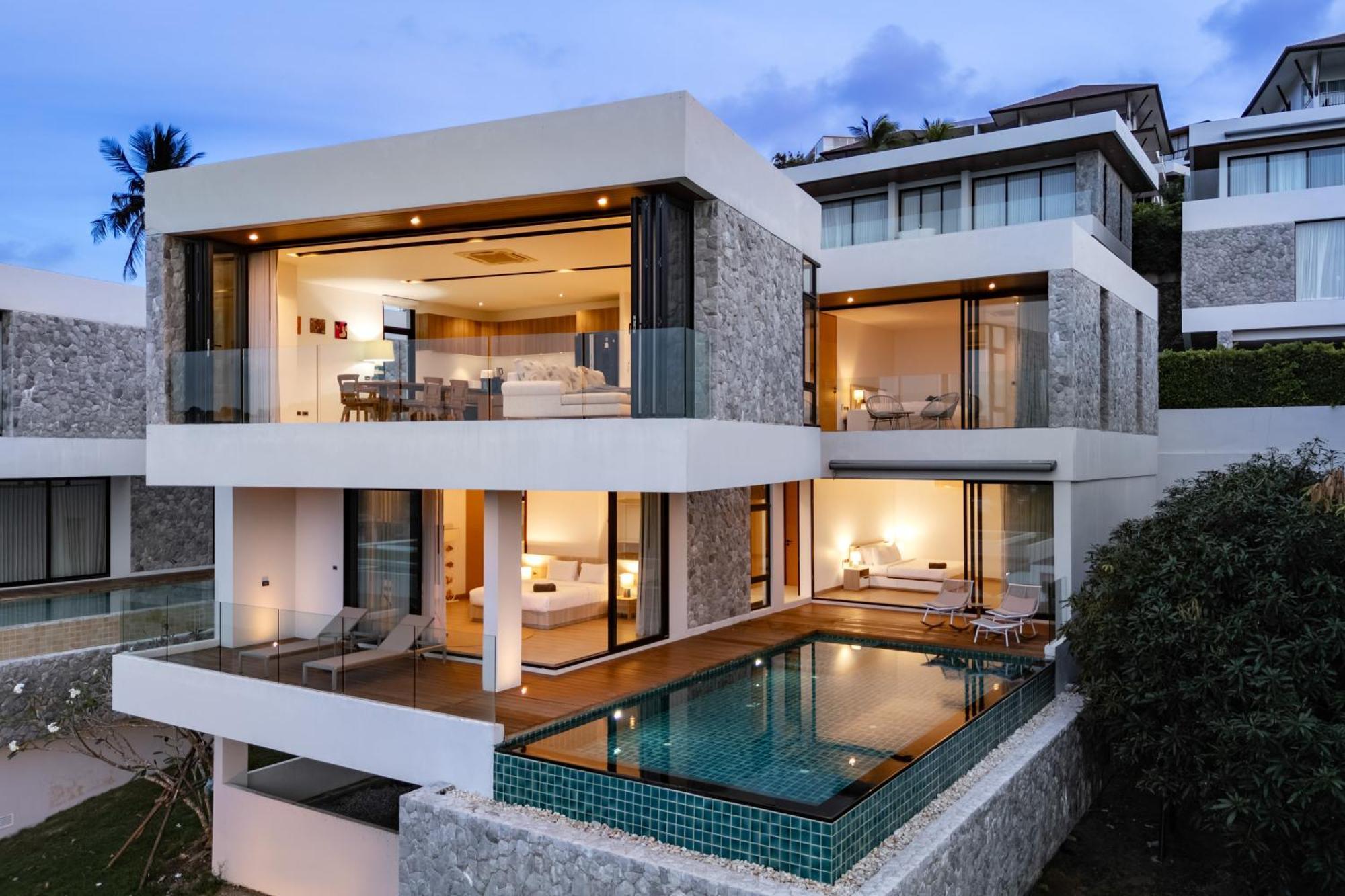 Serenity Bay, Modern 4-br Partial Sea View * Amphoe Koksamui