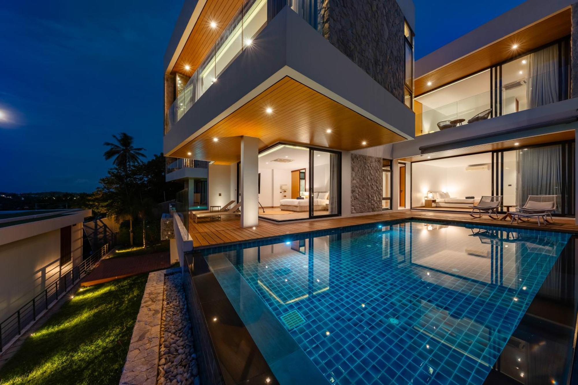 Villa Serenity Bay, Modern 4-br Partial Sea View Amphoe Koksamui